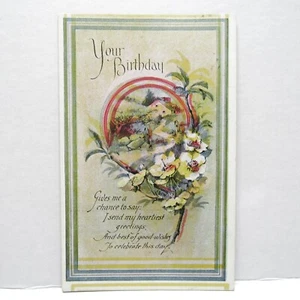 Postcard Vintage Postmarked Your Birthday Flowers Poem Poetry Stream House - Picture 1 of 2