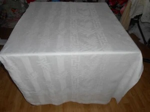 Mantel Doble DAMASCA 70x130 Antiguo CLÁSICO Blanco sobre Blanco LINO IRLANDÉS De Colección - Imagen 1 de 5