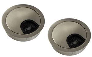 2x Kabeldurchlass Metall Kabeldurchführung STYLE rund silber matt Kabeldose Set - Bild 1 von 10