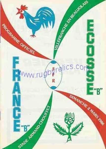 FRANCE B v SCOTLAND B 2 Mar 1986 RUGBY PROGRAMME - Picture 1 of 1