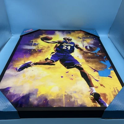 Vibrant Visions Kobe Bryant Dunking Framed LA Lakers Basketball  1.75x16.5x20.5 - Image 1 of 4