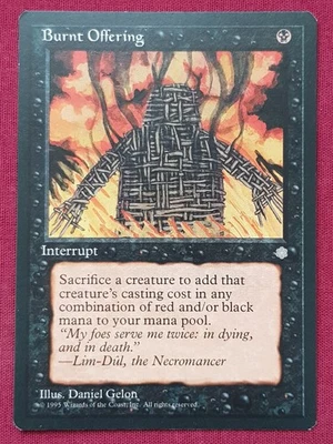 Magic The Gathering ICE AGE BURNT OFFERING black card MTG - Image 1 of 2