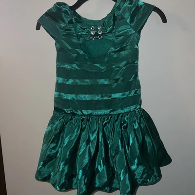 Vestido de vacaciones Gymboree elegante dálmatas otomano a rayas verde satinado cintura caída 5 Foto 1 de 4