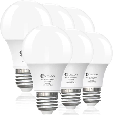 6-Pack A19 LED Light Bulbs,60 Watt Equivalent Daylight 5000K with E26 Base,Effic - Image 1 of 4