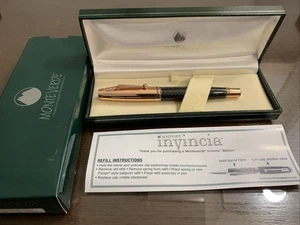 Vintage Monteverde Invincia Ballpoint Pen Rose Gold and Carbon Fiber W/box - Picture 1 of 10
