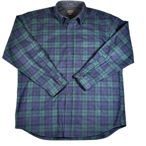 Pendleton Fireside Mens XL Blackwatch Blue Green Plaid Wool Button Up Shirt - Picture 1 of 7