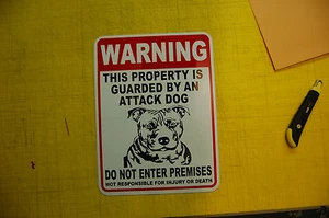 security Beware WARNING ATTACK Guard Dog on Duty PVC sign vinyl lettering - Picture 1 of 3