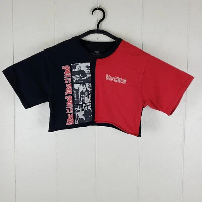 Boyz N The Hood Shirt Womens Medium Black Red Crew Neck Short Sleeve Cropped - Image 1 of 4