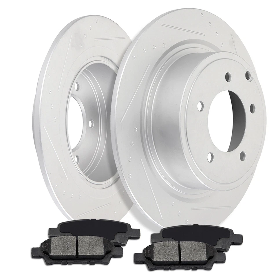 Rear Ceramic Brake Pad and Rotors Disc For 2008 2009 -2014 Dodge Avenger Slotted Foto 1 de 1