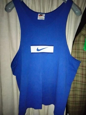 vintage nike muscle tank top made in the usa circa 1980s black nike red tick - Image 1 of 2