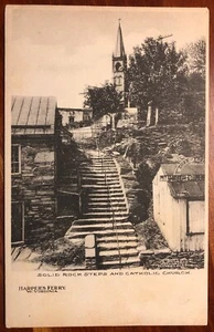 Harper's Ferry Solid Rock Steps and Catholic Church West Virginia litho c1906  - Picture 1 of 2