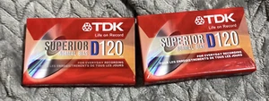 2 TDK Blank Cassette Tapes D120 High Output IEC IType I Factory Sealed Vintage - Picture 1 of 2