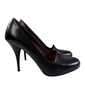 Miu Miu Black Leather Stiletto High Heel Pumps Women’s Size 38.5/ US 8.5 - Picture 1 of 23