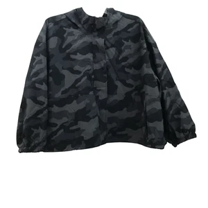 Old Navy Active Womens Plus Size 4X Windbreaker Jacket Hooded Camo Black/Gray - Picture 1 of 11