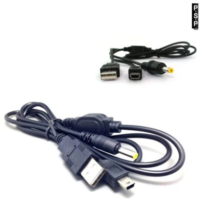 2In1 Charge Data Sync USB Cable Cord for Sony PSP 1000 2000 3000 Games - Image 1 of 4