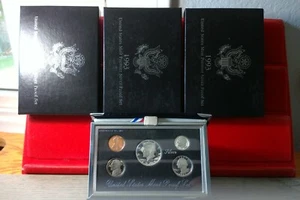 4 Set Lot of 1993-S SILVER Premier Proof Sets ORIGINAL BOXES - Picture 1 of 1