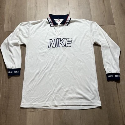 Camisa estilo polo vintage blanca Nike bordada Swoosh años 90 Foto 1 de 4