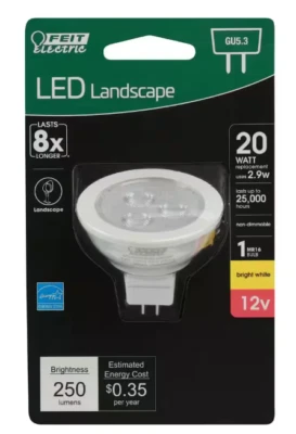Feit Landscape LED Light Bulb Bi-Pin Base GU5.3 12-Volt 20W Equivalent - NEW - Image 1 of 3