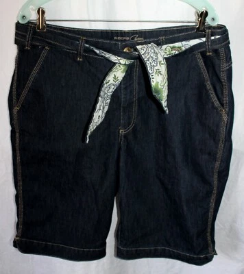 RIDERS COPPER WOMEN'S DARK WASH STRETCH BELTED SHORTS SZ 17M - Image 1 of 2