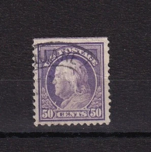 1914 U.S # 421 Benjamin Franklin Stamp 50 cent Violet Pref 12 Lot 431 - Picture 1 of 2