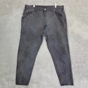 Wrangler Mens 42x32 Coal Black Relaxed Straight Leg Denim Jeans 97601CB USA Made - Picture 1 of 12