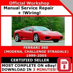 WORKSHOP SERVICE REPAIR MANUAL FERRARI 360 MODENA, CHALLENGE STRADALE 1999-2005 - Picture 1 of 1