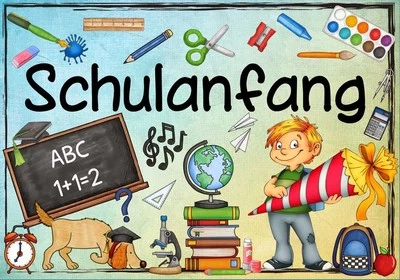 Einschulung Schulanfang Rechteckig Tortendeko Tortenaufleger  Tortenbild 0712 - Bild 1 von 3