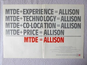 1/1983 PUB ALLISON GAS TURBINES DETROIT DIESEL GM MTDE ORIGINAL AD - Foto 1 di 1