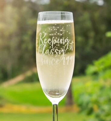 Birthday Personalised Engraved Champagne Glass Flute Present 21st 30th 40th 50th - image 1 of 4