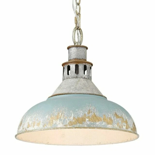 Golden Lighting Kinsley Large Pendant - Aged Galvanized Steel