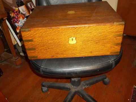 Antique Oak Campaign Chest Cover