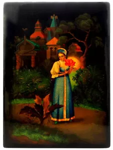 De colección Fedoskino АЛЕНЬКИЙ ЦВЕТОЧЕК Laca grande hermosa pintada a mano - Imagen 1 de 5
