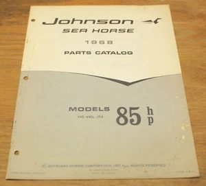 1968 Johnson Motors 85 HP Outboard Parts Catalog V4S V4SL 20A  Sea Horse - Picture 1 of 3