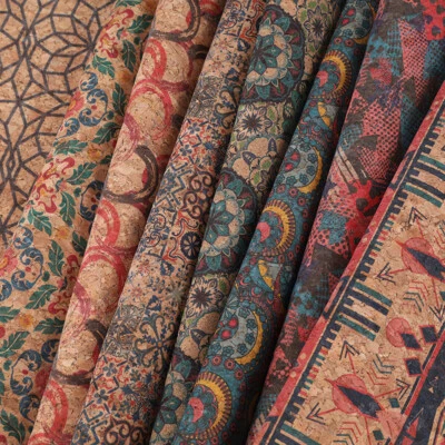 A4 Floral Cork Leather Fabric Sheet Patchwork Bag Purse Craft Sewing Handmade - Image 1 of 4