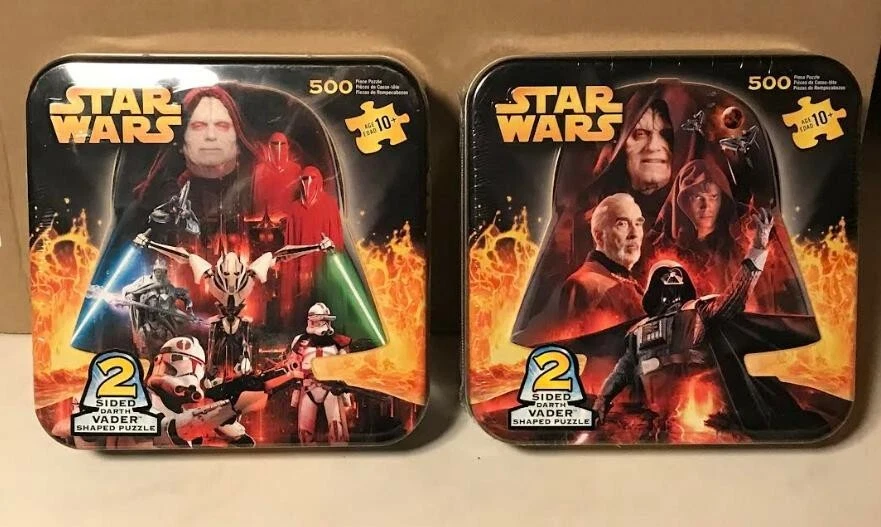 MB Star Wars 2 Sided Darth Vader Shaped Puzzle 500 PC Tin