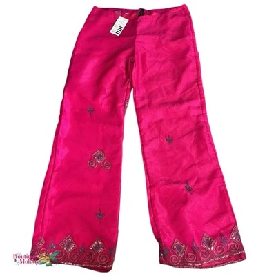 Saree Queen NWT Pink Formal Pants Embroidered Lined Women Sz L - Image 1 of 4
