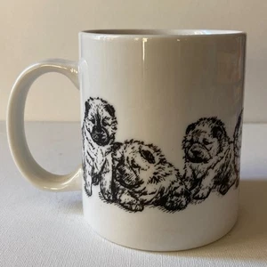 Taza CHOW PUPPIES Vintage 1988 Cindy Farmer Decorada a Mano Porcelana Rosalinde - Imagen 1 de 8