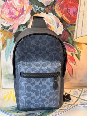 Authentic New Coach CB192 West Pack In Blocked Signature Canvas In Denim - image 1 of 4