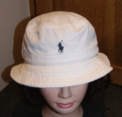 Polo Ralph Lauren Kids Bucket Hat One Size 4-7 White with Blue Pony - Image 1 of 4
