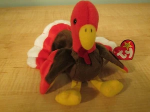 1996 TY Original Beanie Baby Gobbles Retired VERY RARE Errors on tags - Gasport - Picture 1 of 12