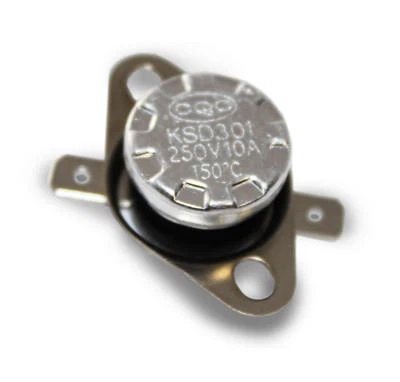 Interruptor de controle térmico temperatura termostato 2 peças KSD301 N.C 150°C 10A 250V - Imagem 1 de 3