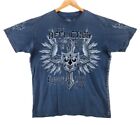 T-Shirt Affliction Herren L blau SS Distressed Wings Cross Logo 1. Suche & Destroy