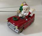 Vintage Waving Santa With Tree In Red Convertible 3" Toy Car  "To Dad... '94"
