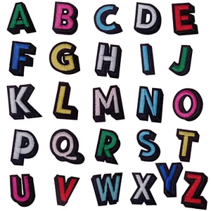 Colourful Alphabet Letter Patches | Iron on Sew On Embroidered Badge Appliqué - Picture 1 of 54