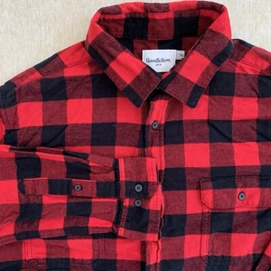 Goodfellow & Co Flannel Button Up Shirt Standard Mens XL Buffalo Check Red Black - Picture 1 of 8