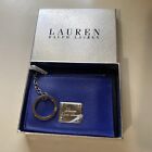 NWT Lauren Ralph Lauren, Blue Deep Grain Leather Newbury Coin Purse w/ Key Ring