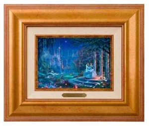 Thomas Kinkade Disney Cinderella Dancing In The Starlight 5 x 7 Brushwork Framed - Picture 1 of 4
