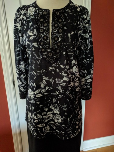 Tory Burch TUNIC 3 4 sleeves Size 2 BEADED Gorgeous NWOT