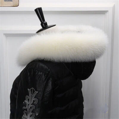 100% Real Cuello de Piel de Zorro Bufandas Genuinas Chaquetas de Invierno Capucha Ribete Cálido Chal Foto 1 de 4