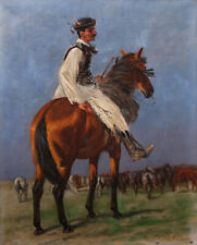 Franz O'Stückenberg (1857-1932) Ungarischer Reiter mit Pferdeherde.     